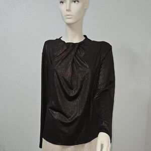Rachel Zoe Black Ruched Long Sleeve Blouse